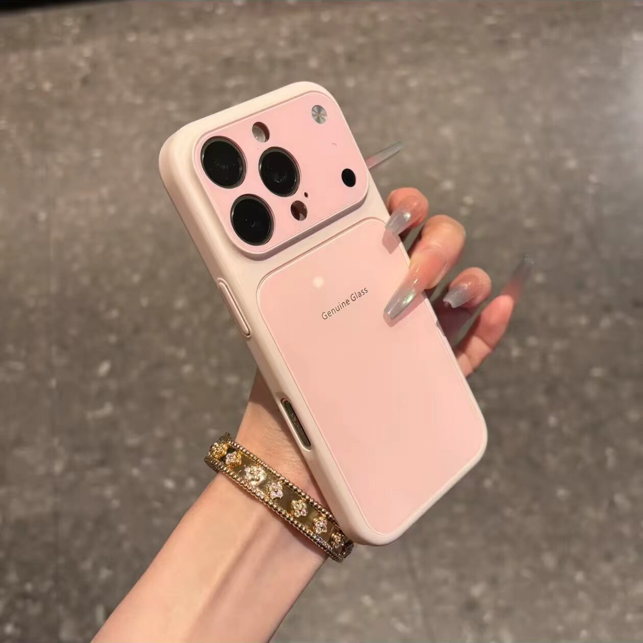 樱花粉马卡龙色系玻璃壳适用于苹果17Air/16promax手机壳iPhone15pro/14/13简约iPhone12promax二合一16Plus