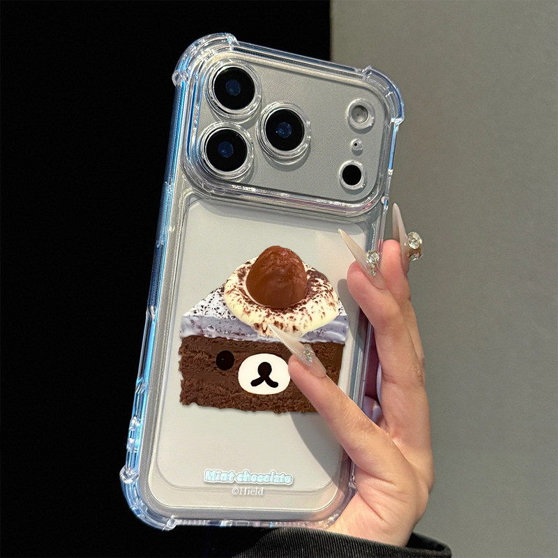 轻松熊巧克力蛋糕适用17iPhone17promax/16plus/15pro手机壳苹果13气囊防摔17AIR新款12PROMAX11保护14PROMAX