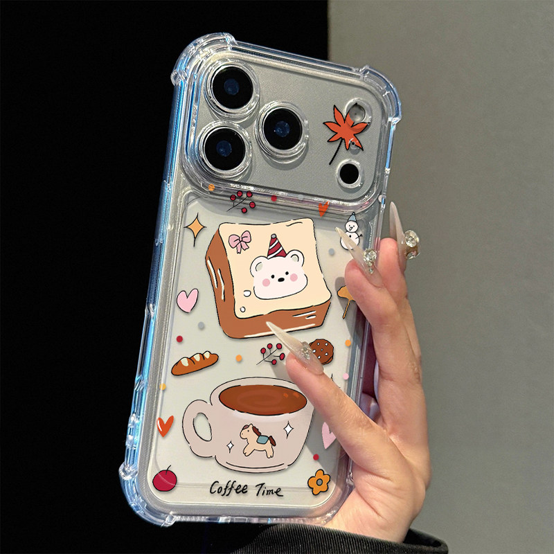 咖啡小马面包熊适用17iPhone17promax/16plus/15pro手机壳苹果13气囊防摔17AIR新款12PROMAX11保护套14PROMAX