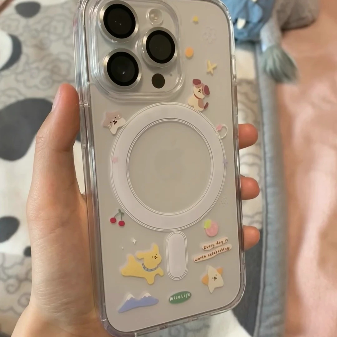 樱桃小狗狗适用于苹果15/16promax亚克力磁吸手机壳iPhone11新款13pro/12可爱卡通14promax搞怪16PRO保护套13
