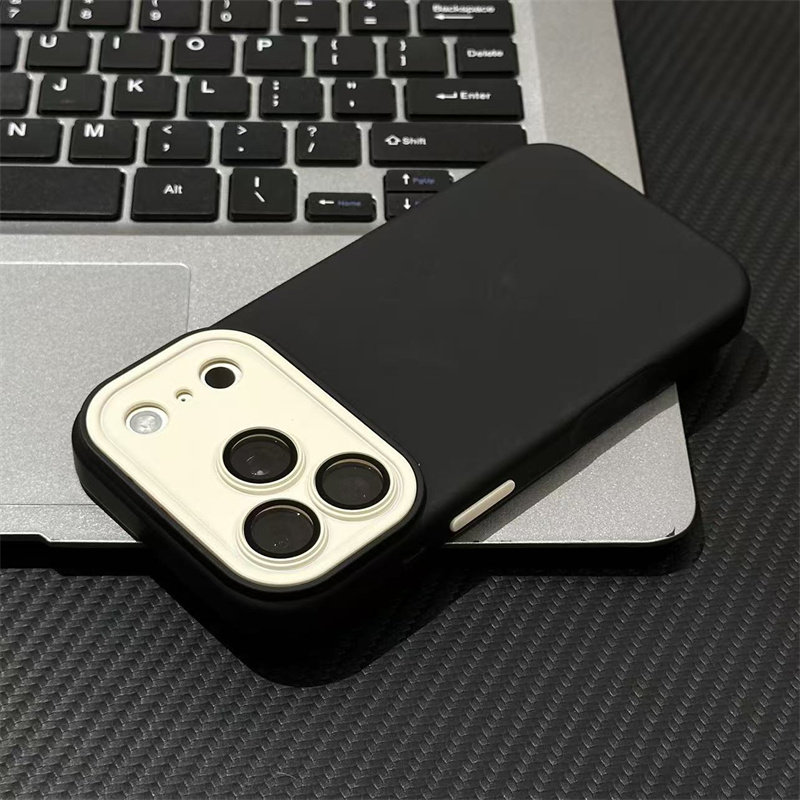 耐脏黑色适用于17iPhone17promax/16plus/15pro/14撞色大视窗液态手机壳苹果13/ip17AIR防摔12PROMAX保护套