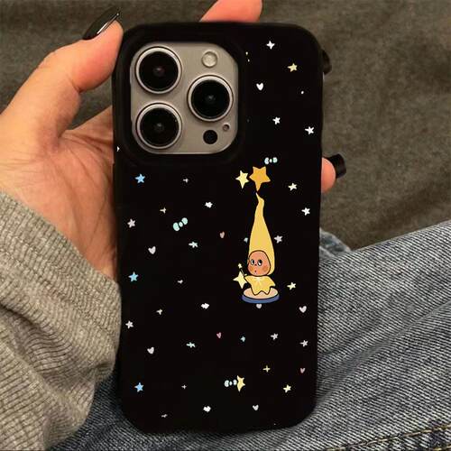长帽子星星人适用于苹果17/16promax手机壳iPhone15pro/14/13果冻黑pura70华为mate60pro小米15vivo软oppo套