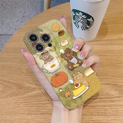 复古小熊面包适用于苹果1516promax手机壳iPhone14pro菲林硬壳P60华为mate70荣耀300vivo小米15oppo保护套K70