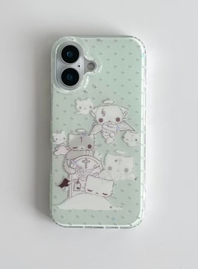 天使小猫适用于17苹果/华为/小米/vivo/oppo手机壳iPhone17Air/16Plus/15Pro/14/13白色imd小米15红米K80卡通