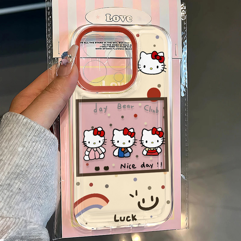 笑脸kt猫适用于17苹果/华为/小米/vivo/oppo透明手机壳iPhone17promax/16/15/14创意mate70/pura70软套