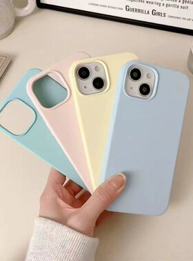 多巴胺纯色简约糯米壳适用于苹果15/16promax手机壳iPhone11新款13pro/12磨砂14promax肤感16PRO保护套15Plus