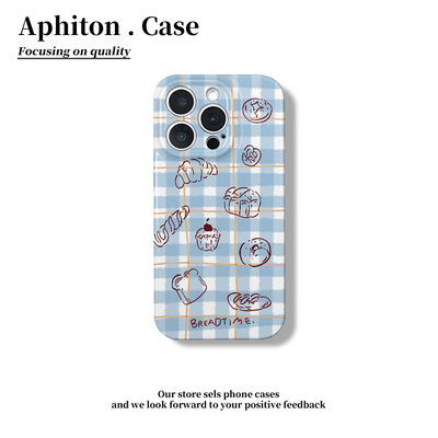蓝白格子面包适用于17苹果/华为/vivo/小米/oppo手机壳iPhone17pro/16菲林硬壳ip15Plus保护套Mate70小米1514