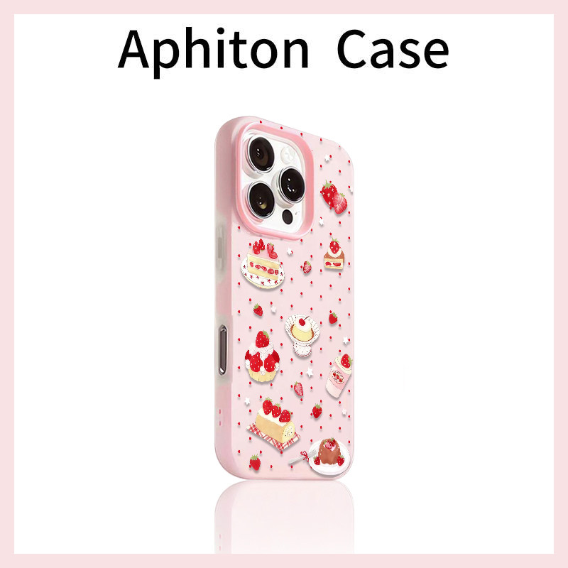 草莓奶油夹心蛋糕适用于苹果17Air/16promax手机壳iPhone15pro/14/13肤感果冻iPhone12promax二合一16Plus套