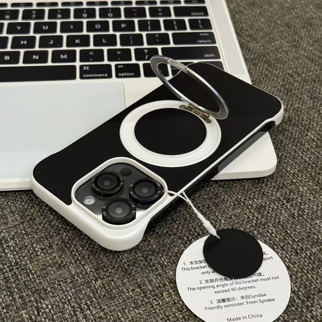 时尚熊猫色适用于17苹果17/16promax手机壳iPhone15PRO无边框贴皮支架13pro/12磁吸14promax防摔11卡通16Plus