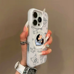 蜡笔小新慵懒风适用于苹果17promax/16plus/15pro磁吸糖果二合一手机壳iPhone14/13/12/11保护套ip17Pro新款