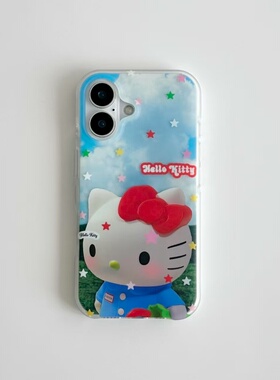 蓝天星星KT适用iPhone17promax白色大孔IMD苹果16pro/15/14/13手机壳华为mate70vivo小米红米k70oppo硬背软边