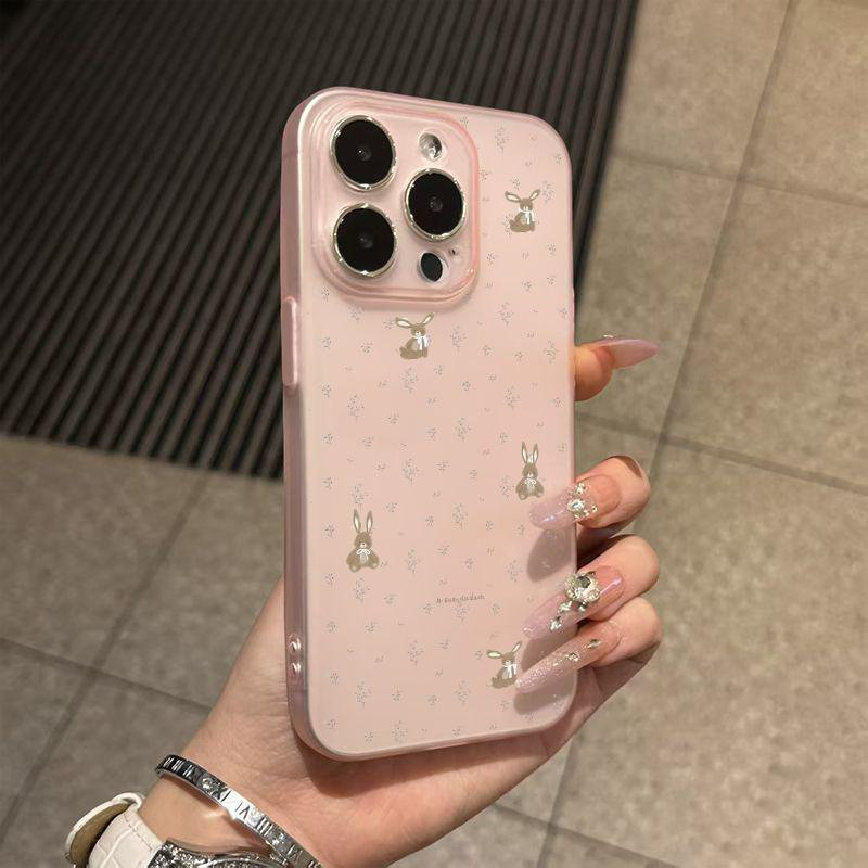 满屏树枝小兔适用于苹果1516promax手机壳iPhone11软壳13pro12冰透磨砂手机壳14promax创意16PRO保护套ip15pm