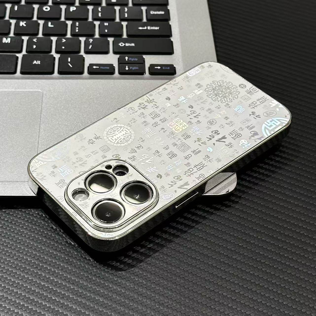 新款式百福图适用苹果/华为/小米/vivo/oppo/iPhone17promax/16plus/15pro/14亚克力银色镜面全包精孔手机壳