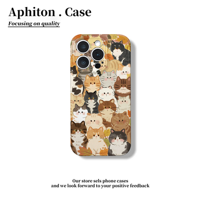 落叶满屏猫咪适用于17苹果/华为/vivo/小米/oppo手机壳iPhone17pro/16菲林硬壳ip15Plus保护套Mate70小米1514