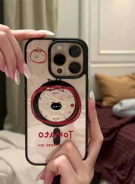 番茄黑猫时钟适用于17iPhone17promax/16pro/15plus/14亚克力苹果13promax磁吸壳ip12/11保护套