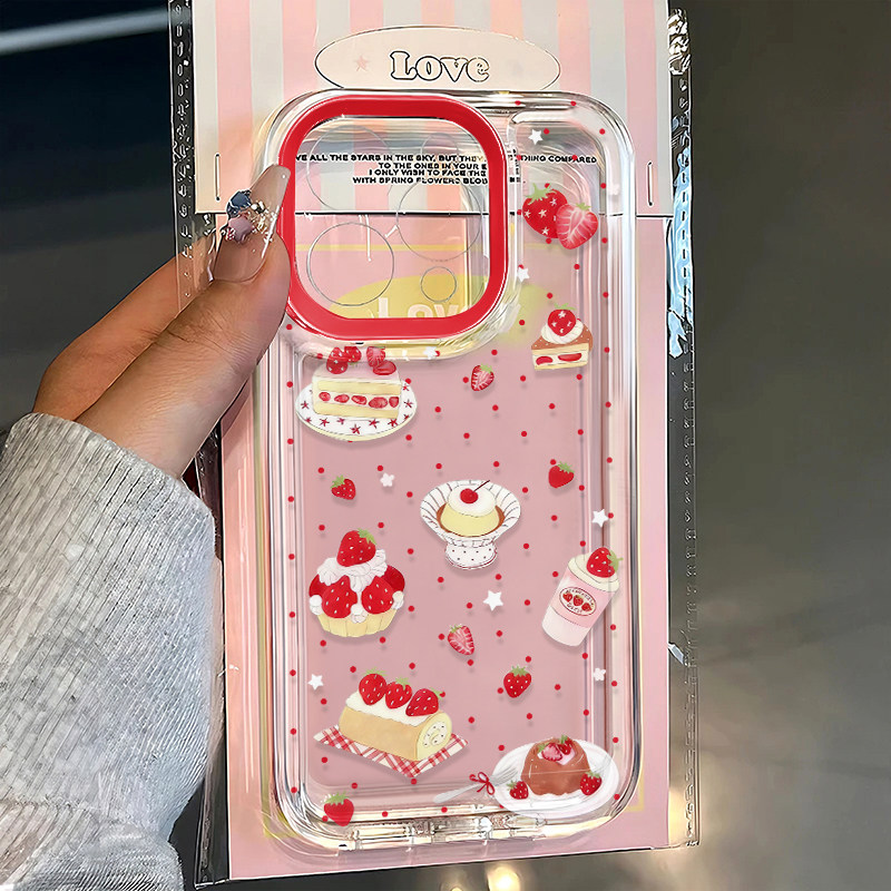 草莓奶油夹心蛋糕适用于17苹果/华为/小米/vivo/oppo太空手机壳iPhone17promax/16/15小米17PROmate70/pura70