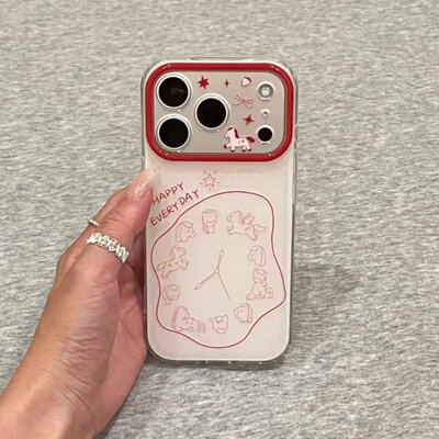 红线闹钟小马适用于17苹果/华为/小米/vivo/oppo太空手机壳iPhone17promax/16/15小米17PROmate70/pura70防摔