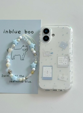 小狗星星便签挂绳适用iPhone17promax白色大孔IMD苹果16/15/14手机壳华为mate70vivo小米红米k70oppo硬背软边