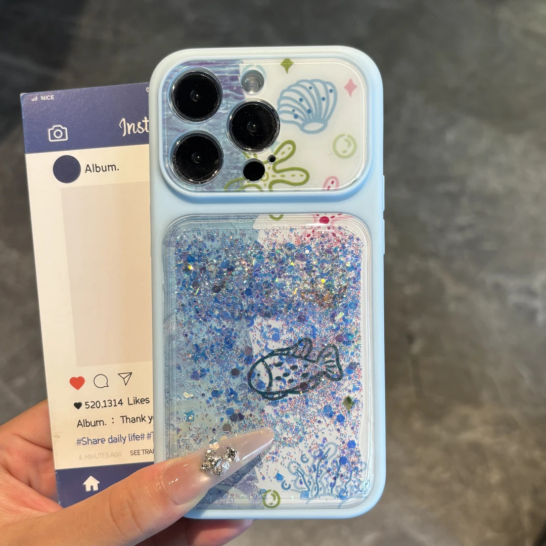彩色绘画海洋适用于苹果17/16promax手机壳iPhone15PRO康宁蓝光流沙壳13pro/12苹果14promax软套11卡通16Plus