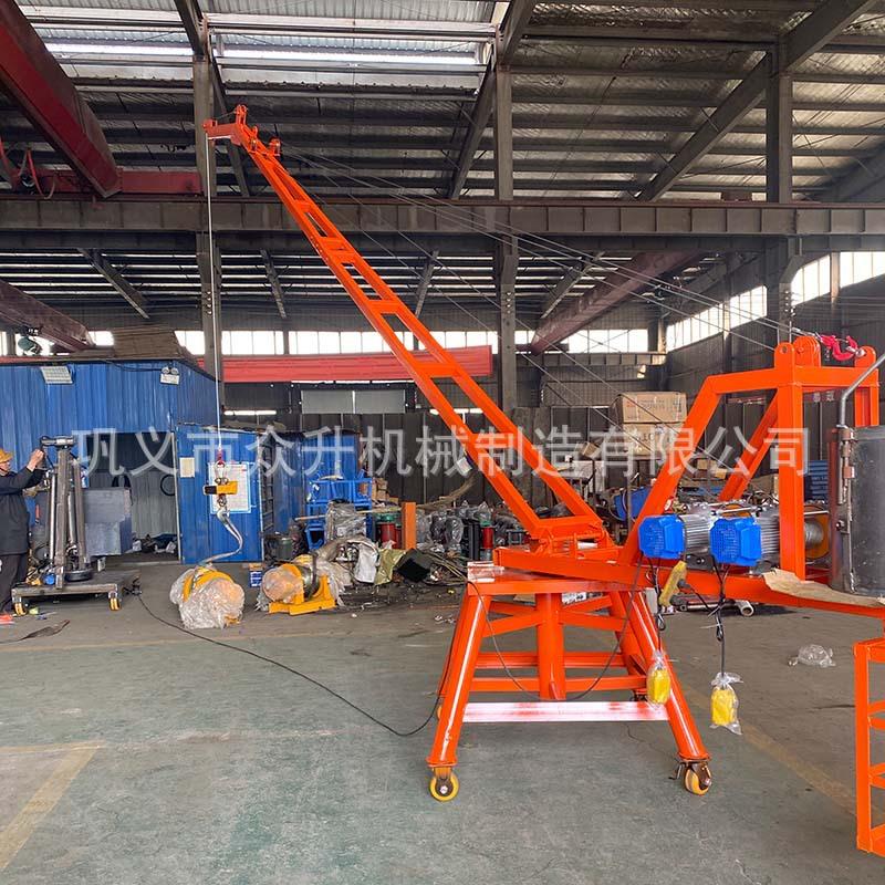 高度5-8米可移动小型吊机鱼塘装鱼吊机小型旋转起重机简易吊机
