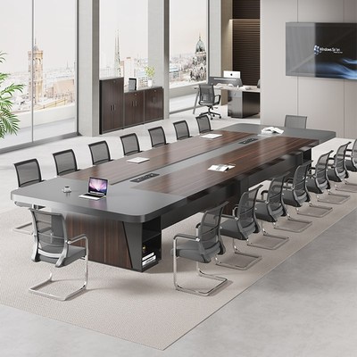 大型会议桌长桌简约现代洽谈桌长方形板式会议室桌椅组合办公家具