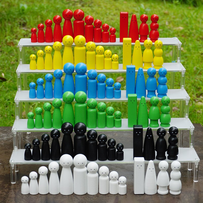 彩色家排木偶心理小物件家庭系统排列人偶摆件教具心理咨询室道具