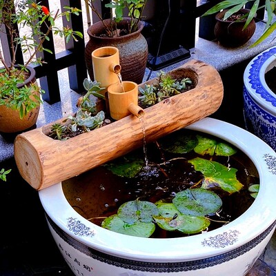 鱼缸流水摆件木头槽景观造景水流过滤绿植盆栽家用木头花盆洗手池