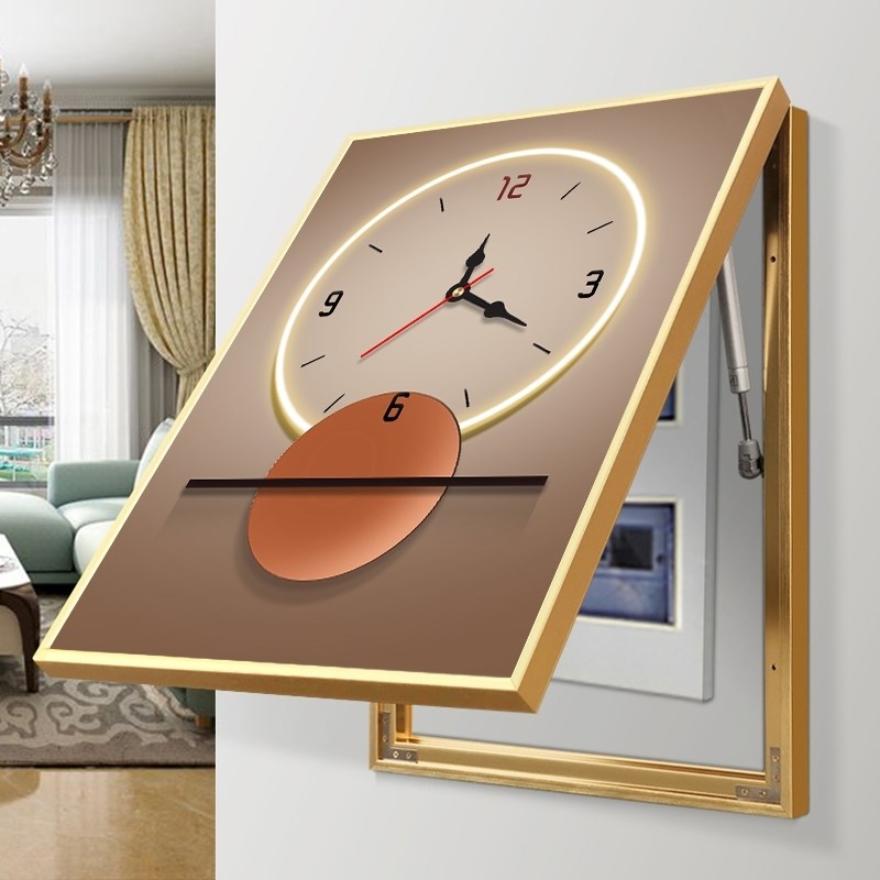 家用电表箱装饰画竖款大尺寸带钟表配电箱挂画电闸箱遮挡轻奢时钟