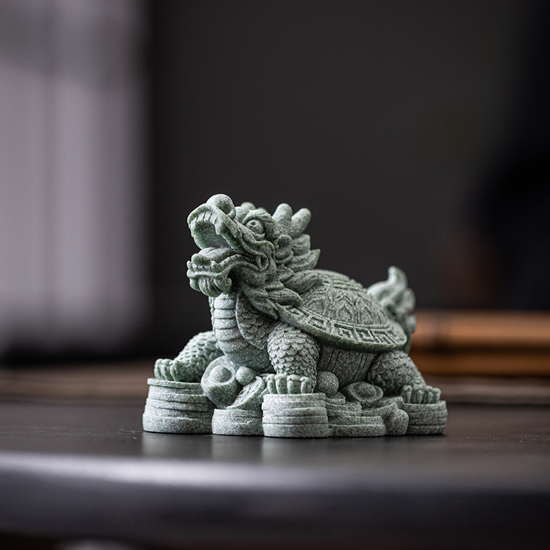 青砂石龙龟金蟾摆件招财家居客厅茶台桌面茶宠微景观鱼缸造景装饰