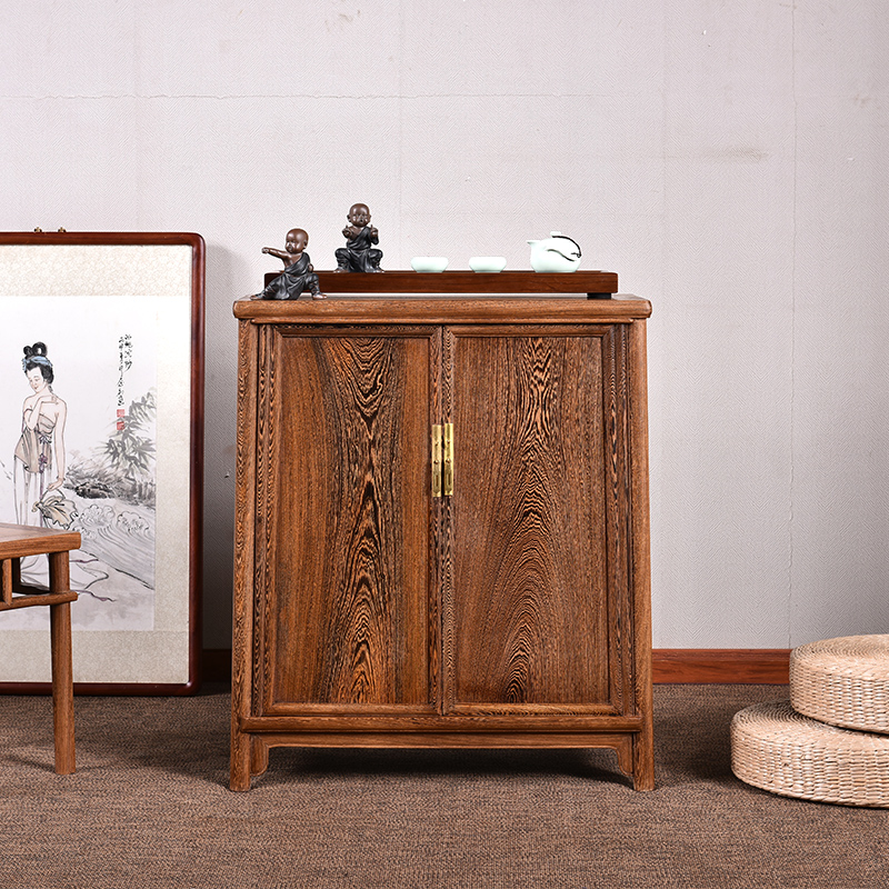 红木家具鸡翅木餐边柜餐厅中式仿古实木茶水柜多功能储物边几柜