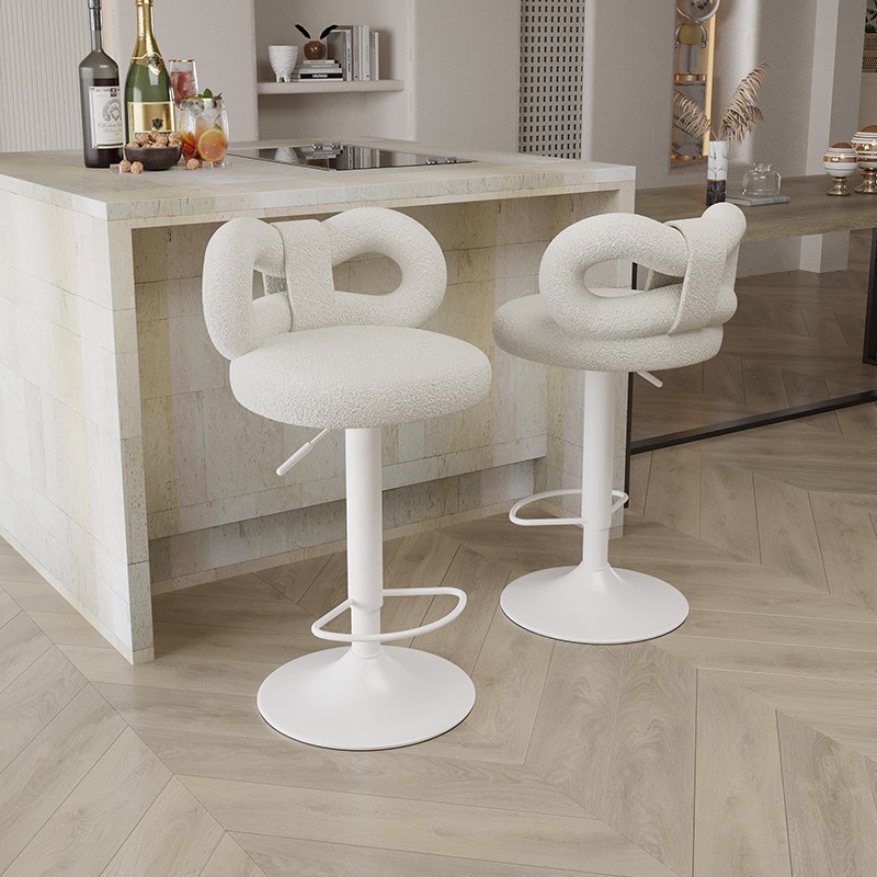 奶油风蝴蝶结吧台椅中古升降旋转家用高脚椅法式酒吧椅收银台吧凳