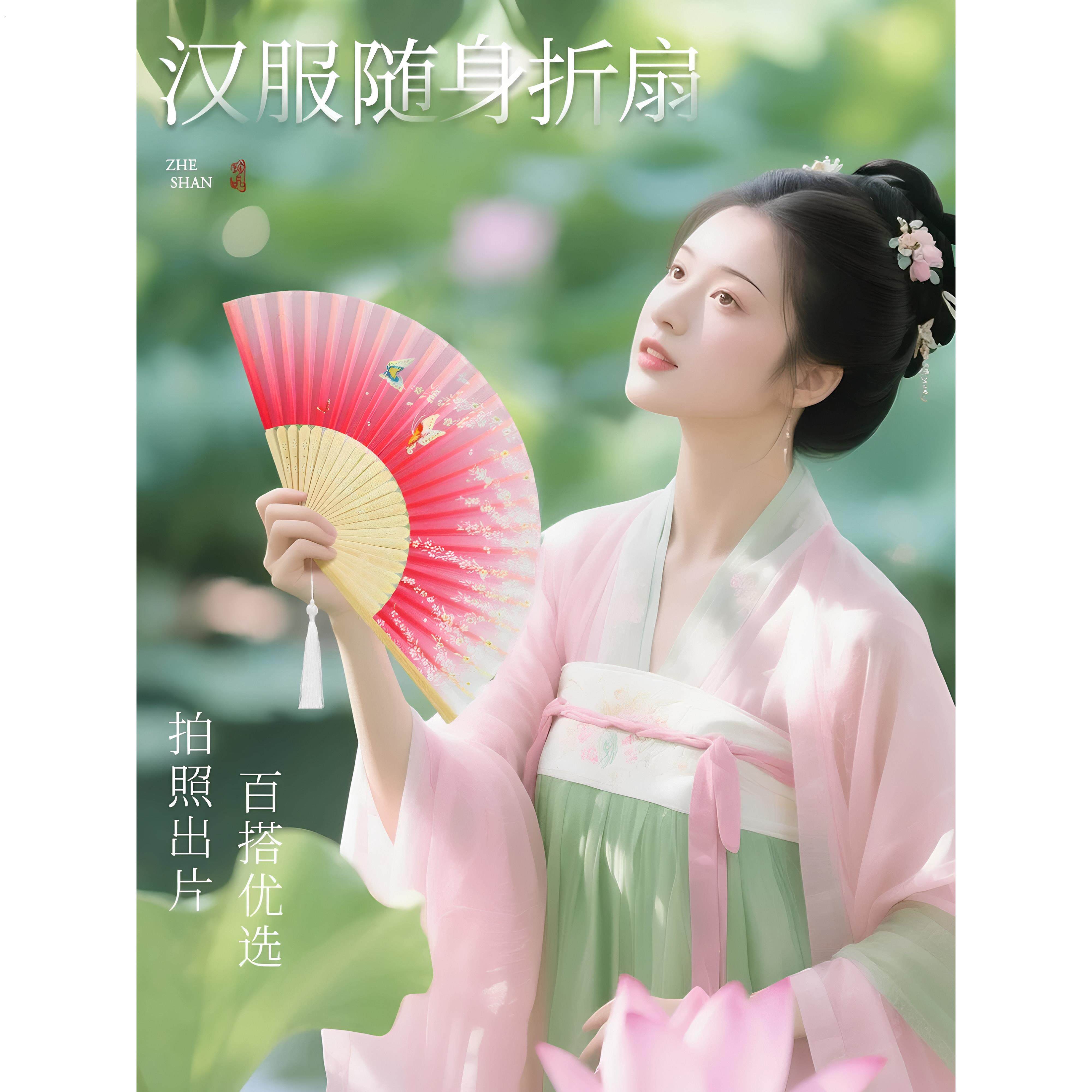 新中式折扇古风扇子女扇便携折叠扇中国风汉服旗袍扇古典竹扇女夏