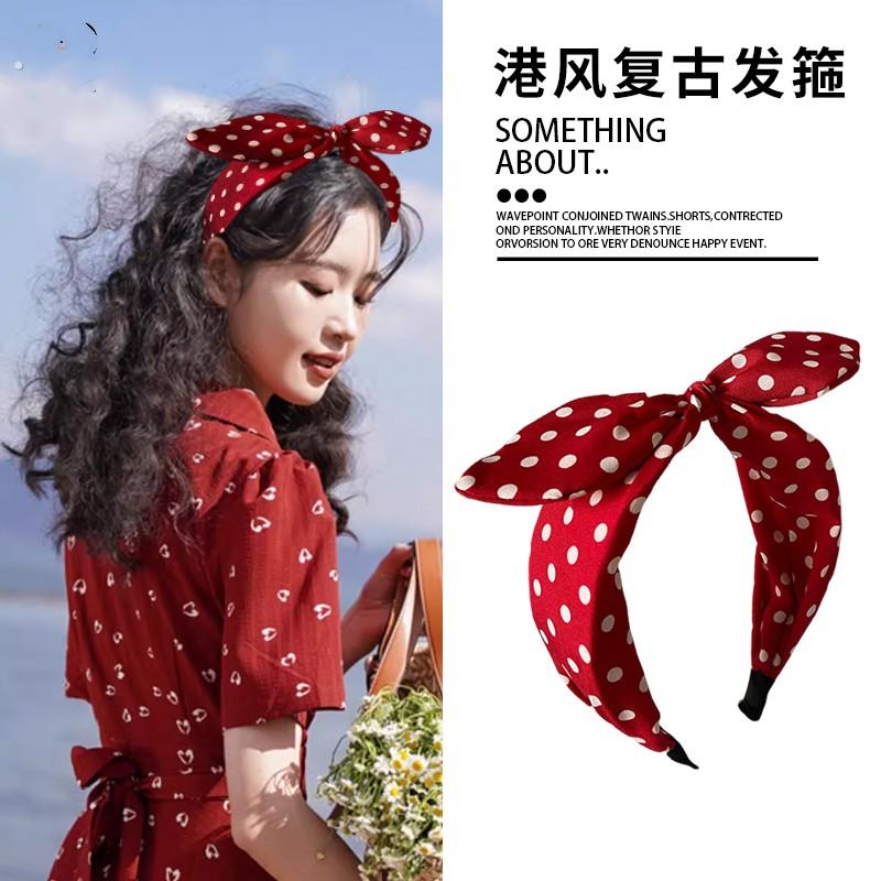 韩国儿童发箍宝宝波点蝴蝶结宽边发夹女童可爱发箍小女孩亲子发饰