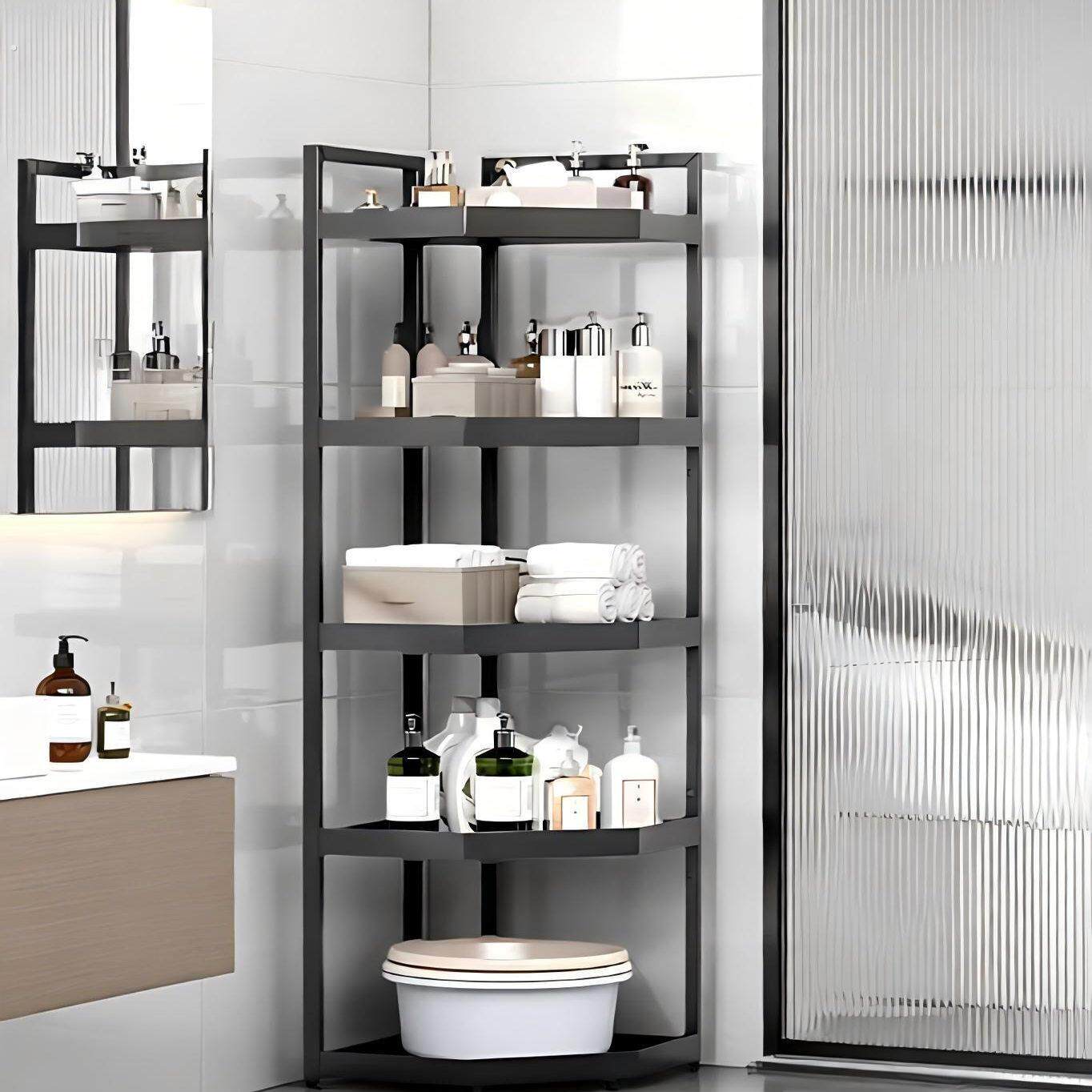 扇形扇形化妆室置物架子落地浴室用品多层三角收纳层架洗漱台厕所