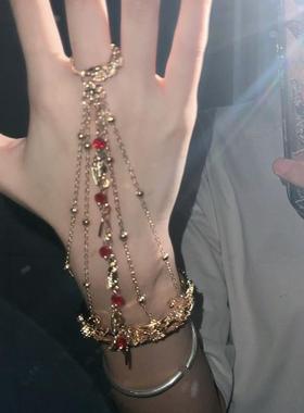 古风铃铛戒指手镯一体首饰汉服敦煌配饰礼物中古宫铃仿古手链手饰