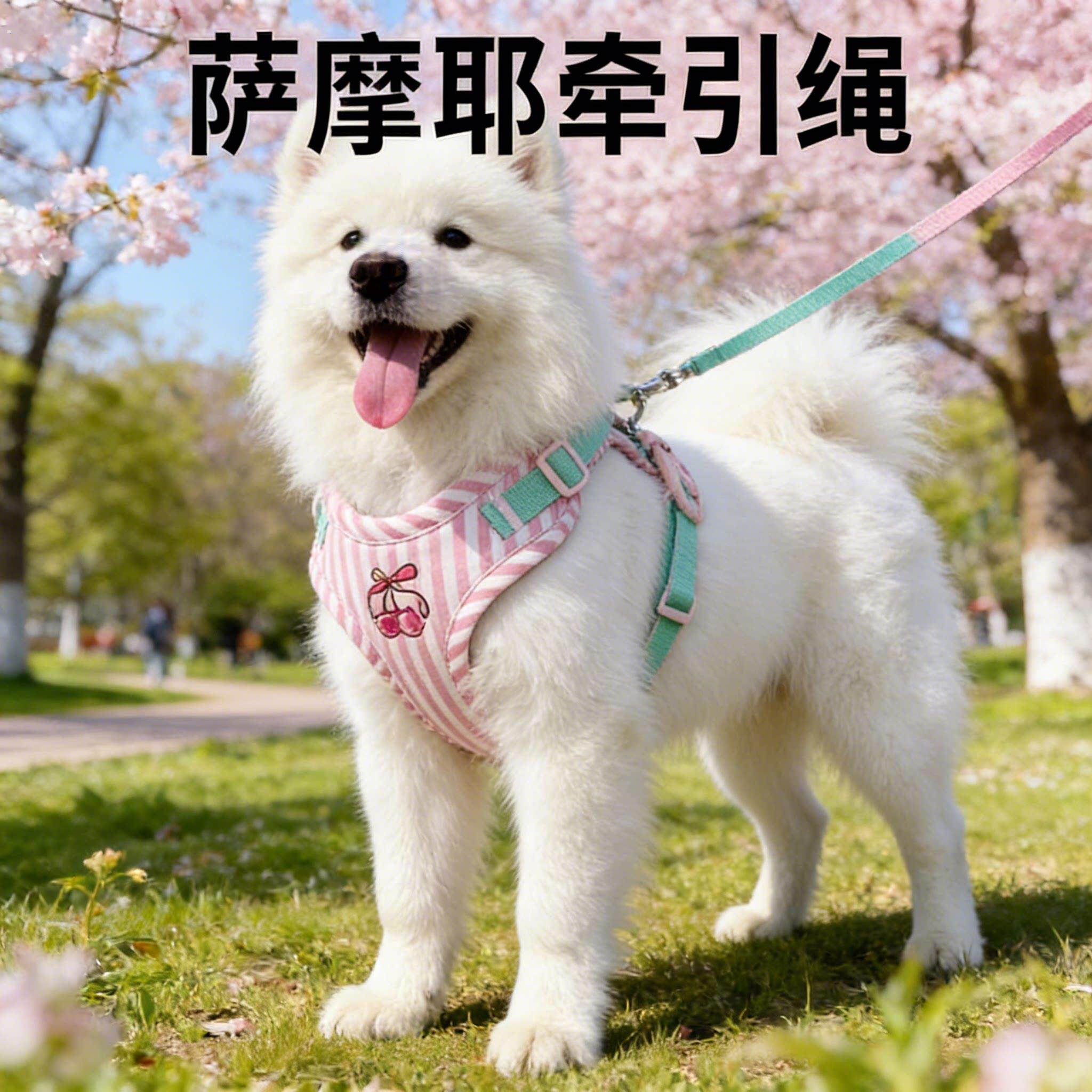 萨摩耶专用牵引绳中大型犬幼犬抱婴袋式胸背外出耐咬可伸缩宠物用