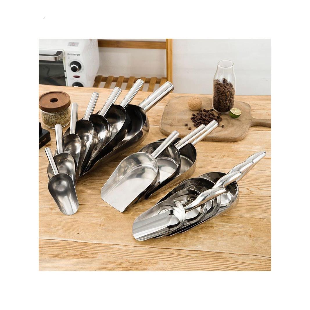 加厚304不锈钢米铲面粉铲奶茶冰铲商场粮食铲饲料平底铲子多用铲