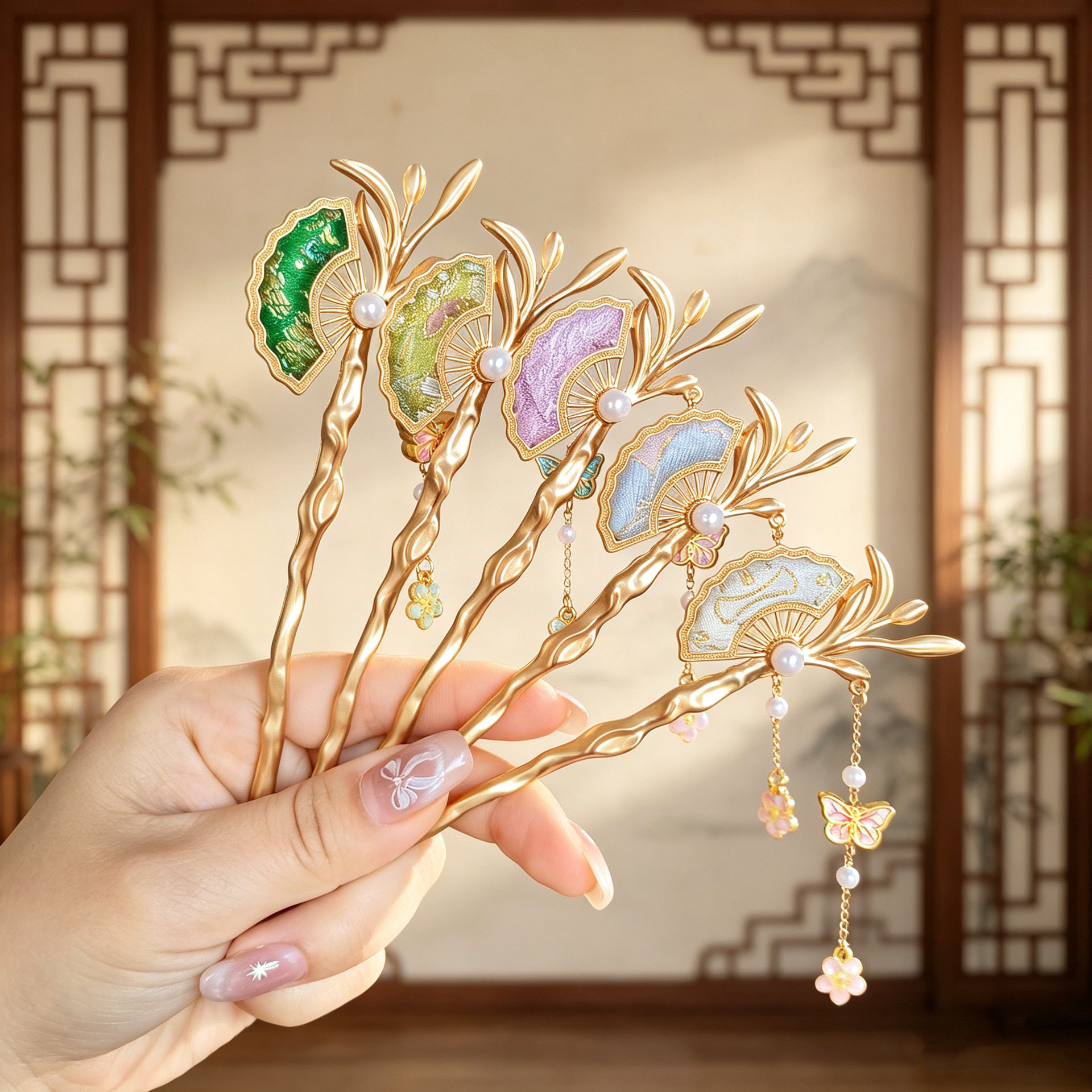 成品宋锦发簪新中式复古非遗手工发钗新中式古风汉服发饰
