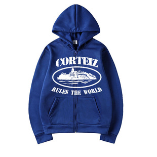 跨境新品corteiz卫衣7色恶魔岛印花套装加绒卫衣卫裤男女学生