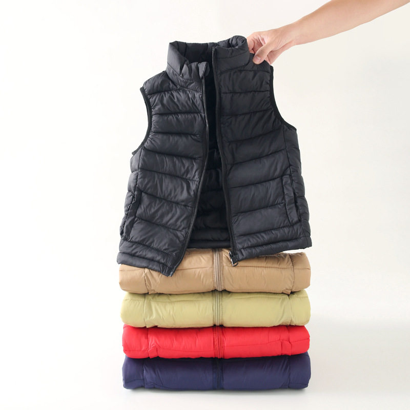 秋冬季儿童轻薄款羽绒棉马甲宝宝男童女童中大童立领坎肩外穿背心