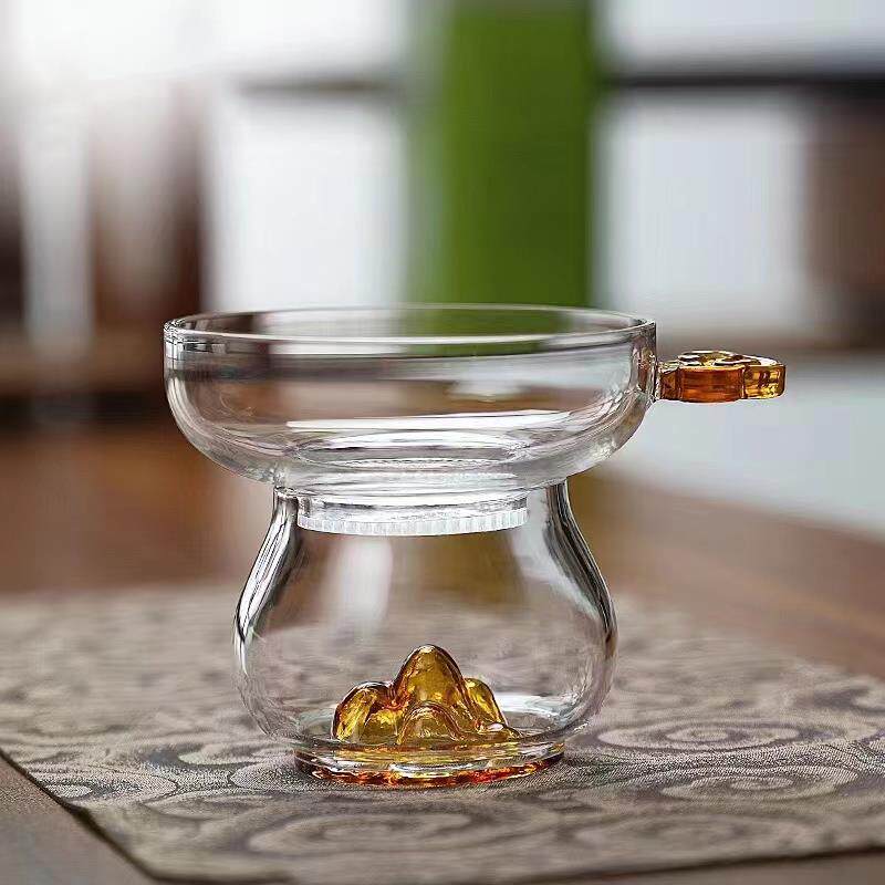 如意玻璃茶漏茶滤观山托架茶叶网激光打孔茶隔滤网过滤器茶道配件图片