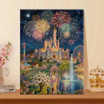 游园夜梦|数字油画diy实心背板真心零基础手工填色手绘礼物装饰画