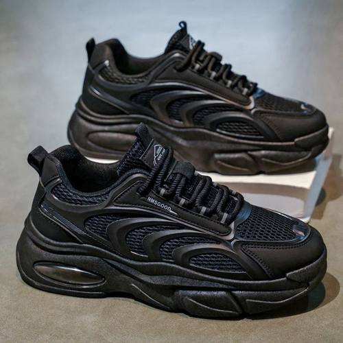 秋季男鞋新款透气网面跑步鞋子男潮流百搭防滑厚底运动休闲老爹鞋