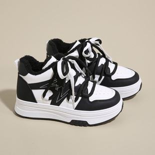 高帮运动鞋女冬季加绒加厚保暖棉鞋2025新款大童初中学生休闲板鞋