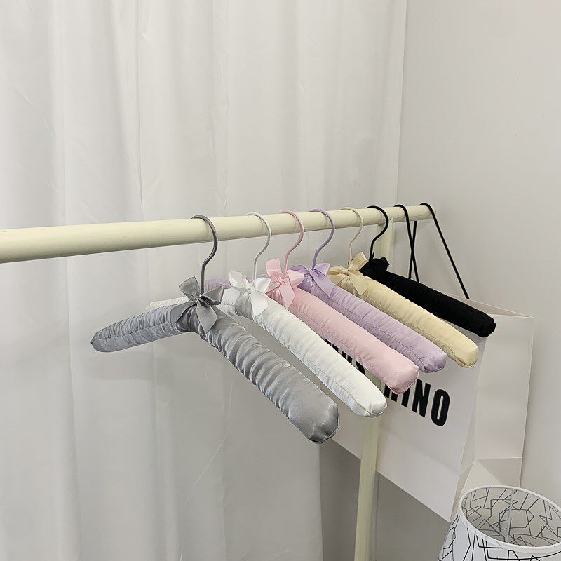 艺林 高档纯色绸缎防滑海绵可弯曲布艺衣架衣挂布衣架衣撑子无痕
