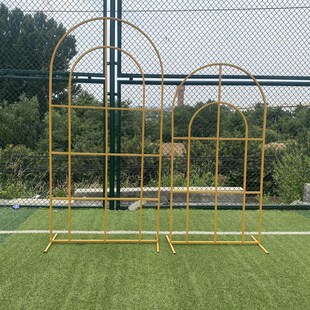 新款婚庆铁艺拱形背景屏风婚礼布置迎宾区摆件橱窗装饰花架道具门