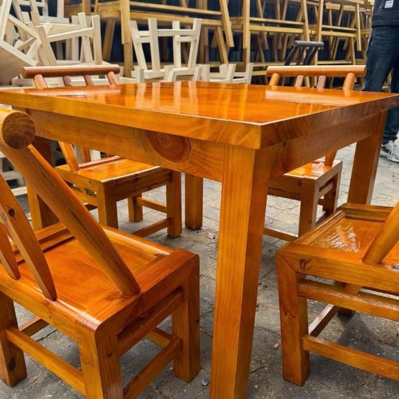 实木八仙桌四方桌中式仿古桌子农村老式正方形饭店餐桌椅商用