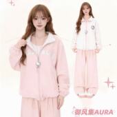 AURA双面穿凯蒂猫卡通碎花外套女秋冬小众款 软妹穿搭立领夹克上衣