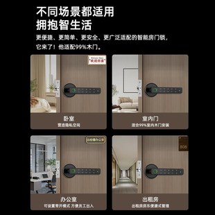 锁静 木门指纹锁家用卧室门p房门室内门智能锁球形锁执手分体密码