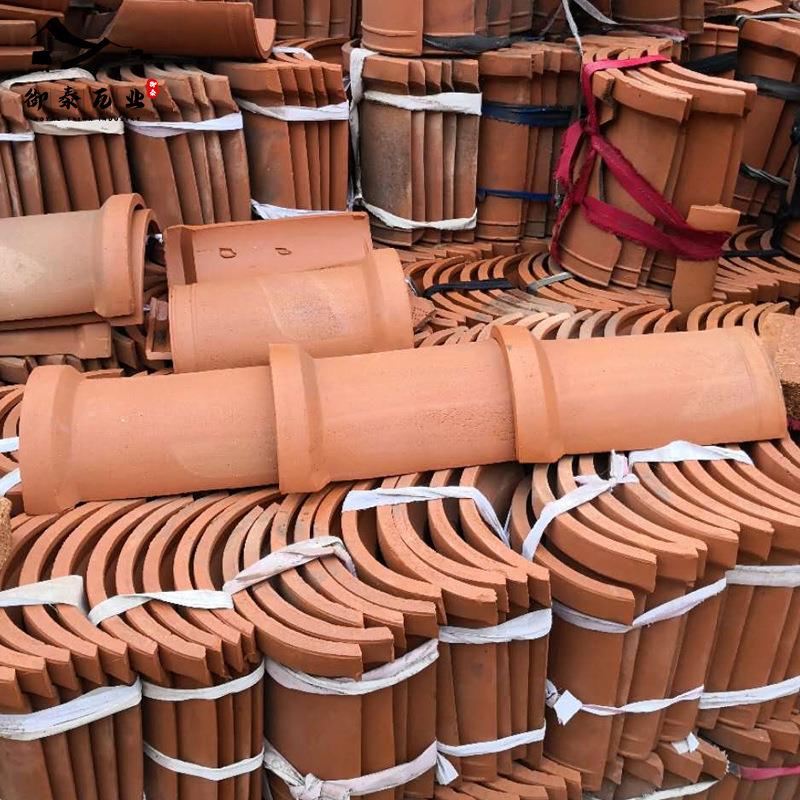 现货供应红缸瓦琉璃瓦土瓦泥瓦红瓦古建砖红色筒瓦红瓦